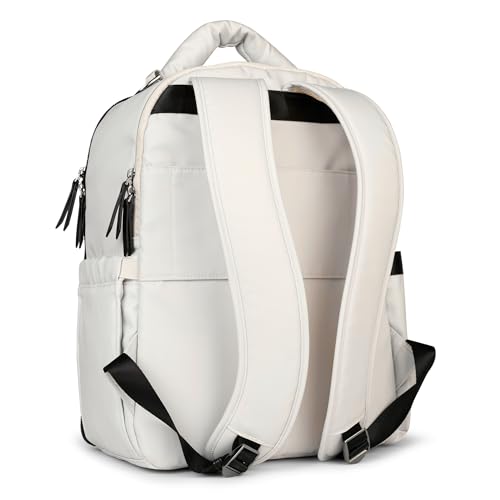 JuJuBe New Classic Diaper Bag Backpack stroller straps enable hands-free outings.