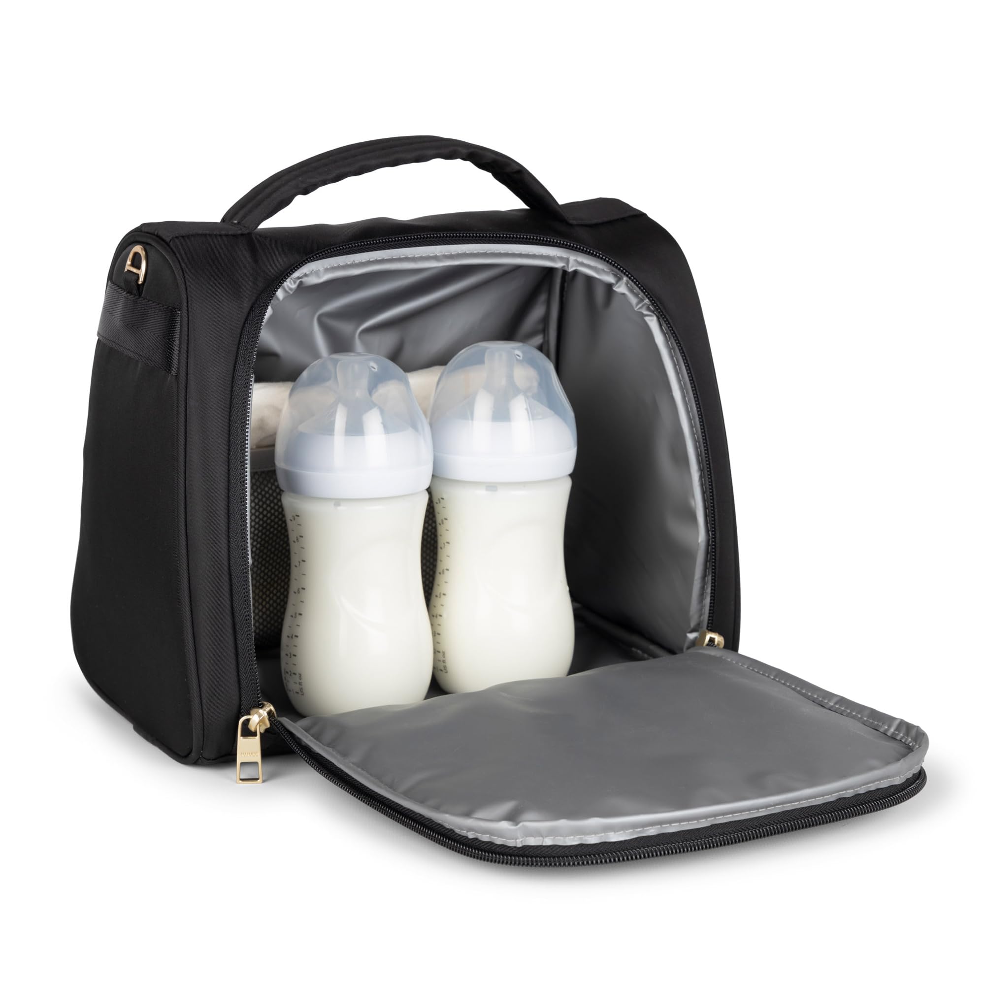 JuJuBe insulated bottle bag elastic bottle strap secures bottles