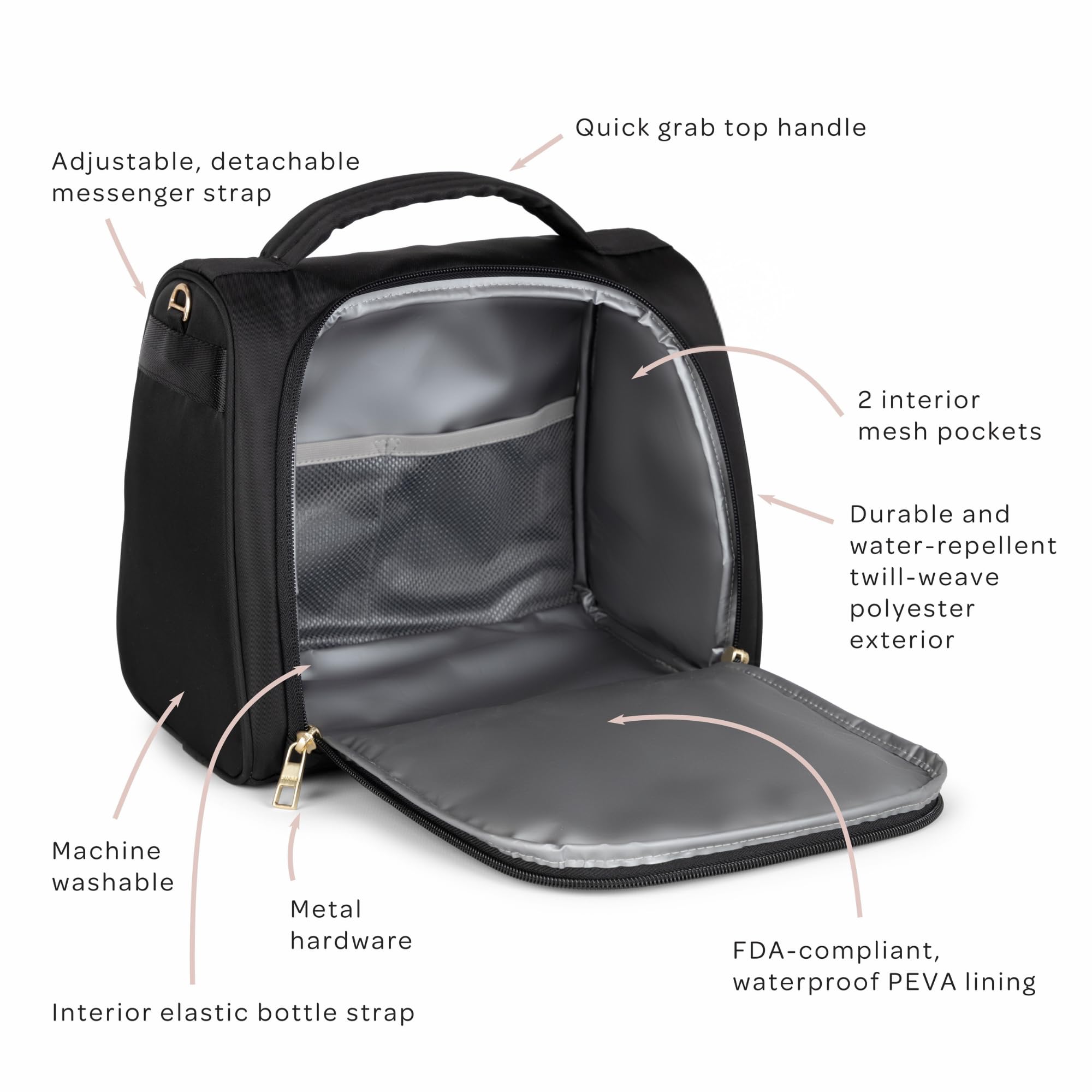 JuJuBe insulated bottle bag outside slip pocket for keys and essentials
