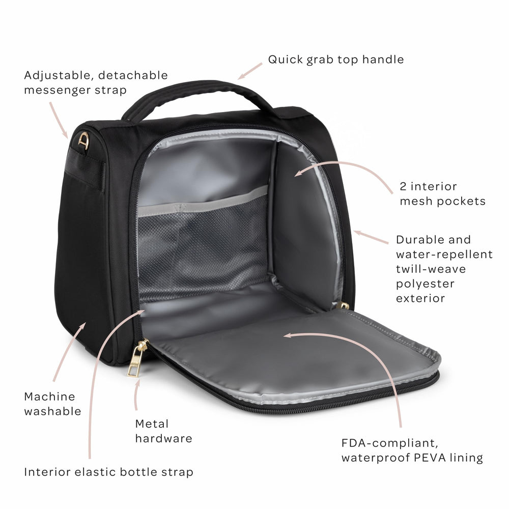 JuJuBe insulated bottle bag outside slip pocket for keys and essentials