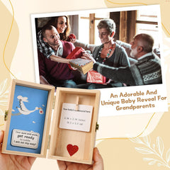 JULEASEL stork-design wooden box adds a charming keepsake touch.