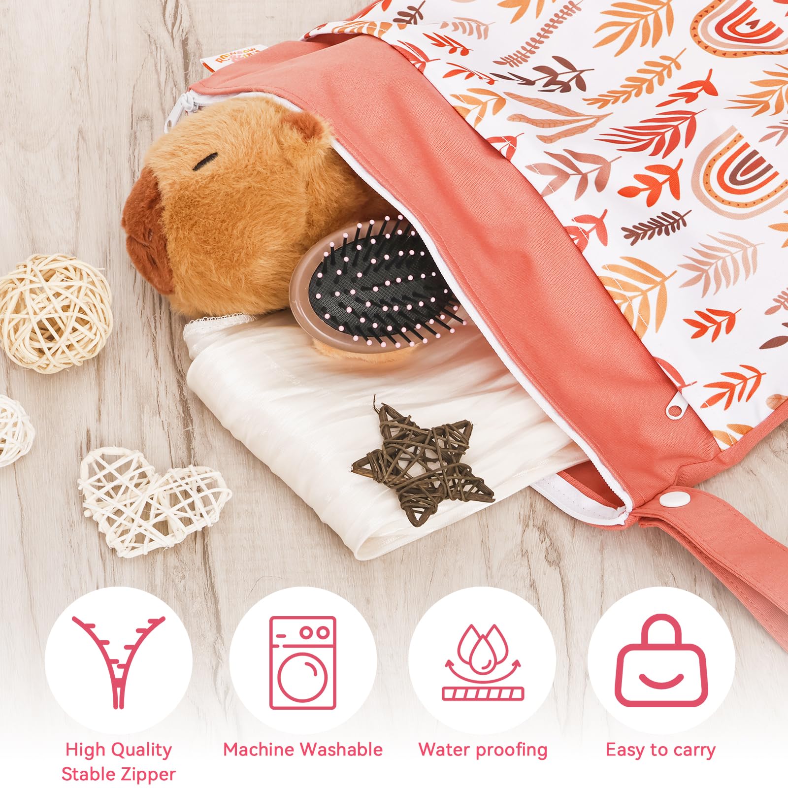 JuleLyn wet bag 30x40cm size fits multiple diapers or personal items.
