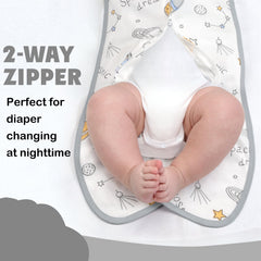 JULYFIRE 2-way zipper feature on swaddle enables gentle diaper changes on the go