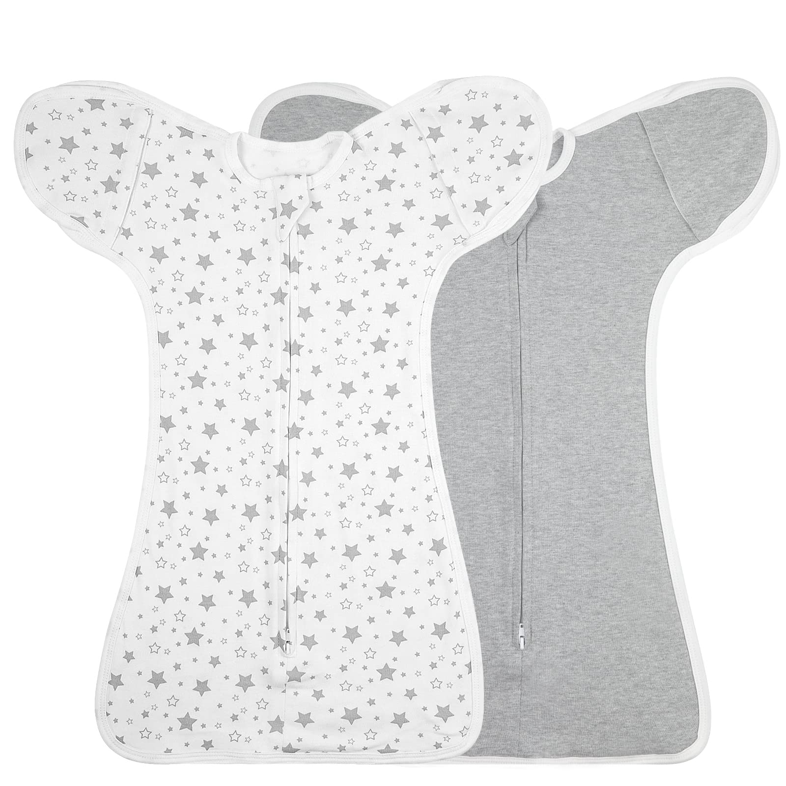 JULYFIRE 2-pack transition swaddle front view with snug fit for calm newborn sleep.