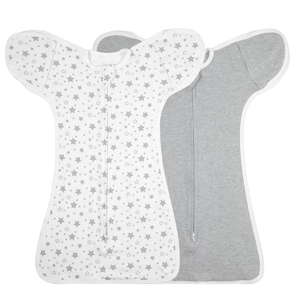 JULYFIRE 2-pack transition swaddle front view with snug fit for calm newborn sleep.