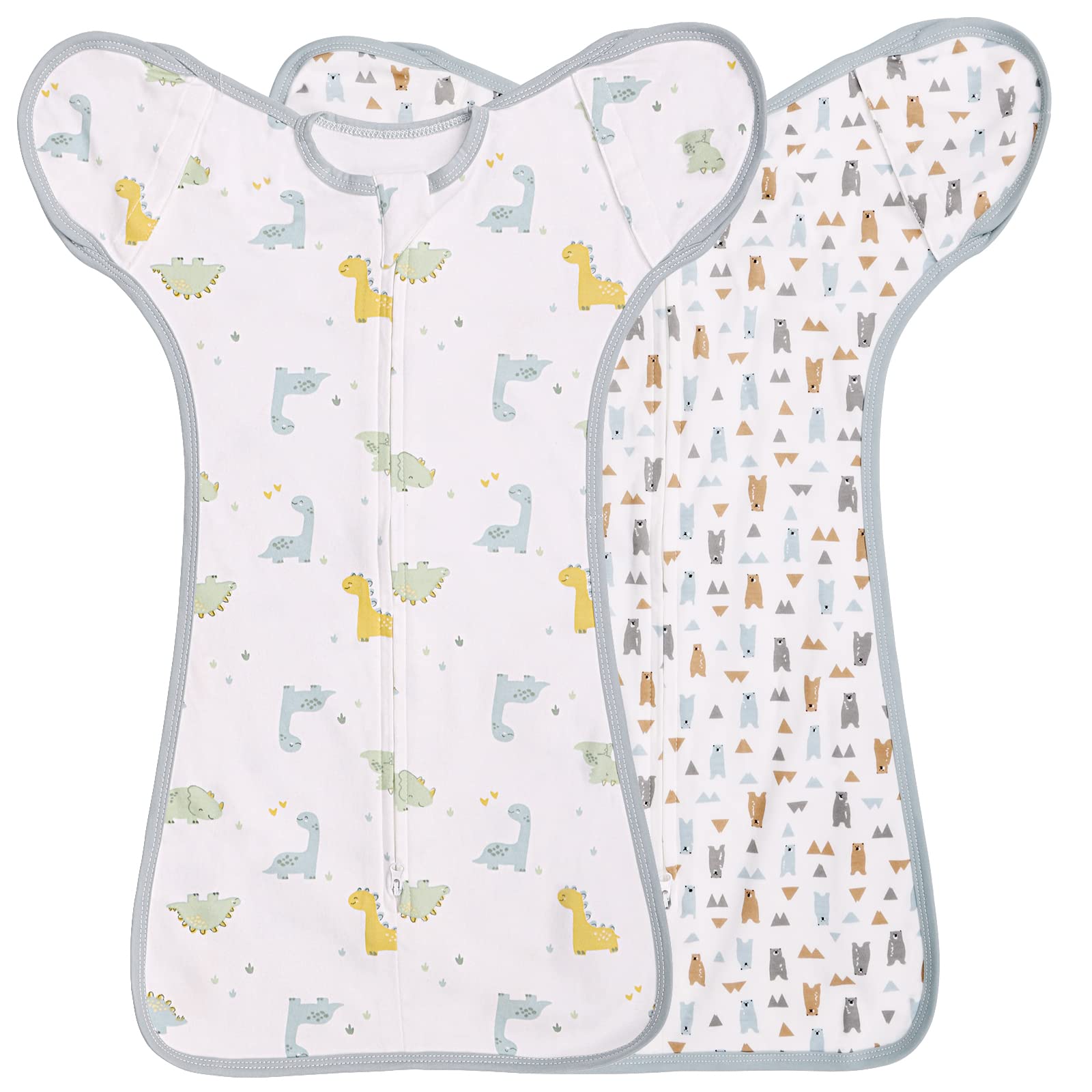 JULYFIRE transition swaddle arm-in-out design with 2-way zipper supports flexible sleep positioning.