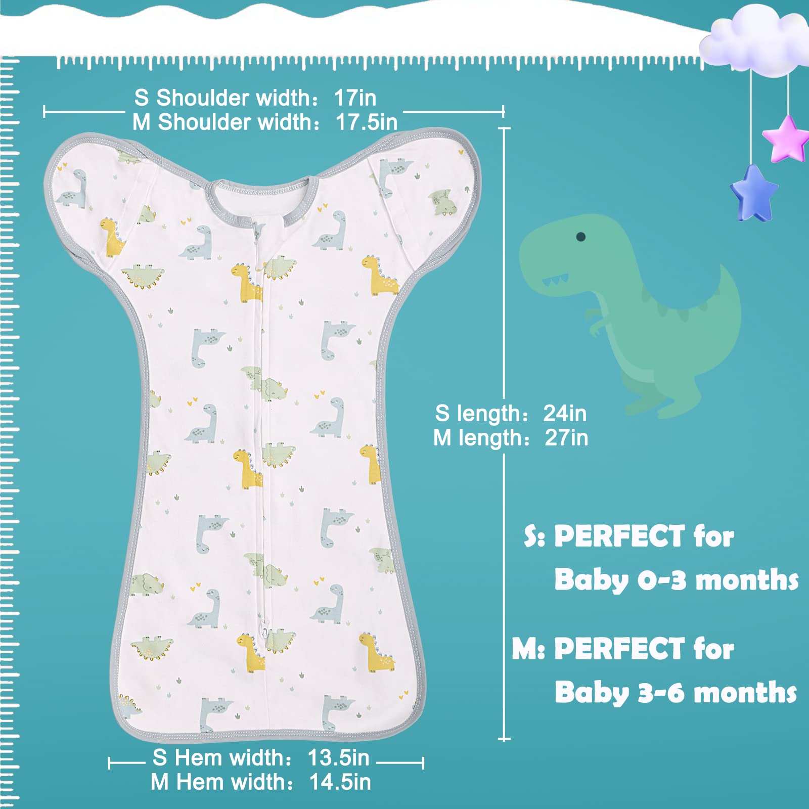 JULYFIRE transition swaddle wide waist area supports hip and leg movement.