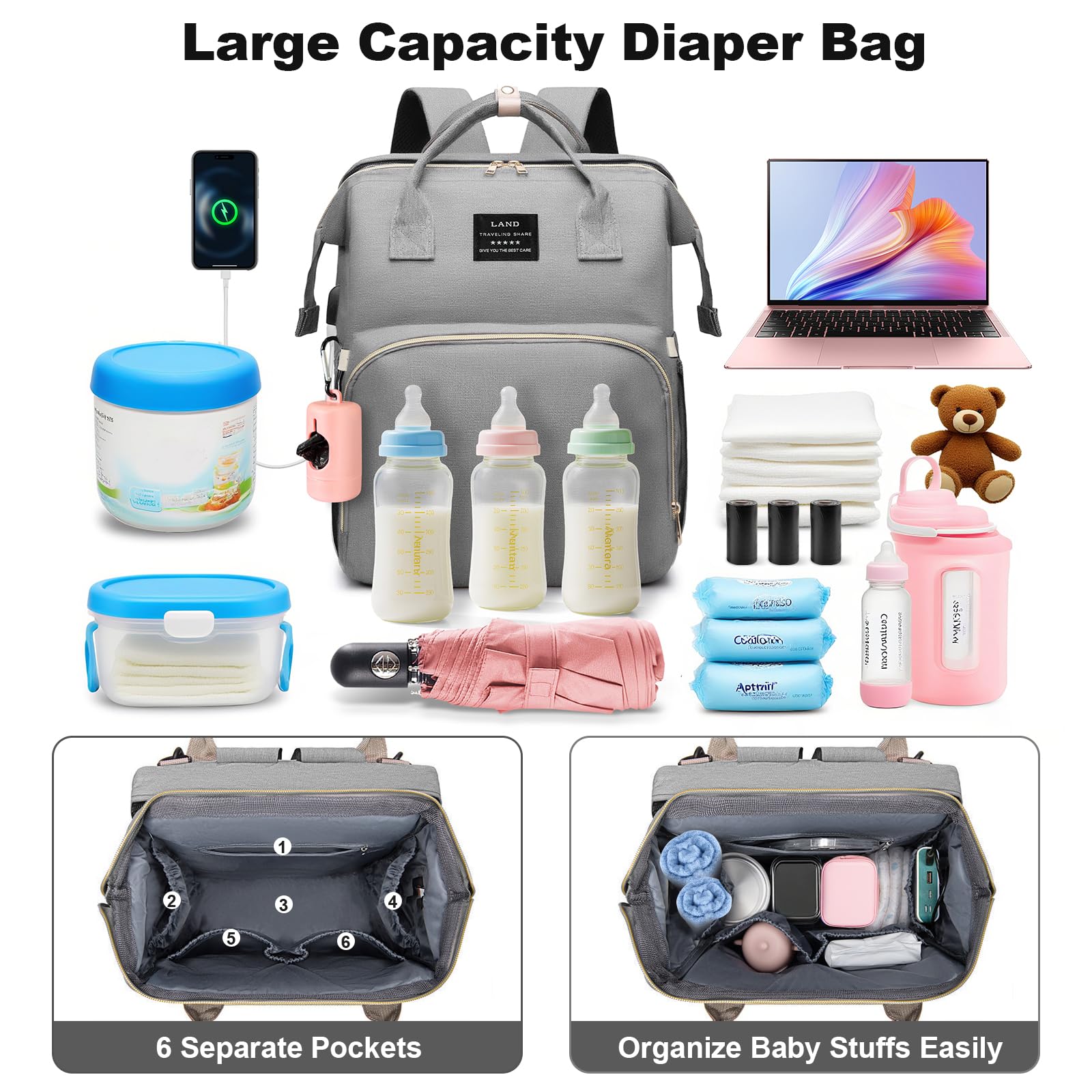 juman diaper bag backpack changing-station foldable pad provides safe diaper changes on the go