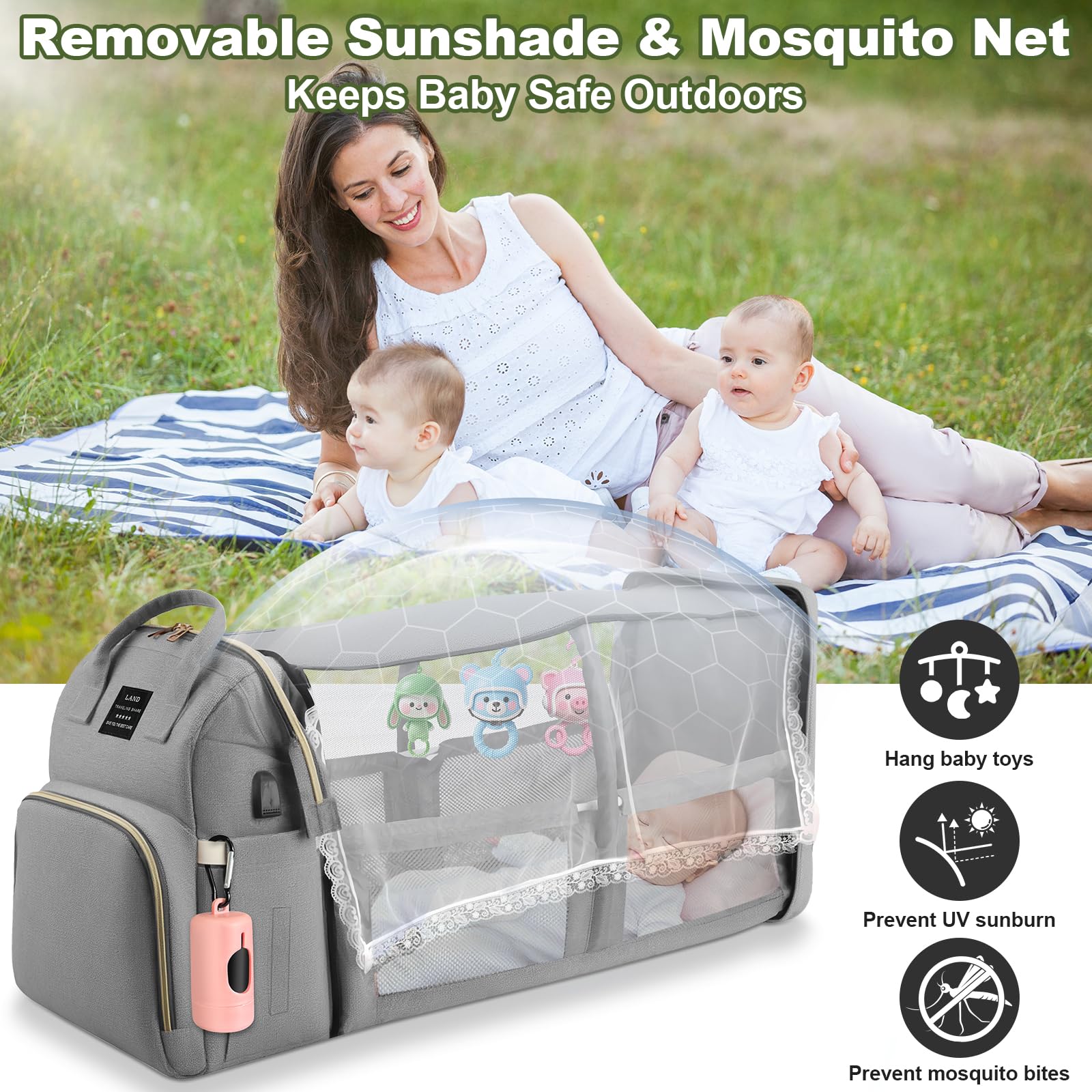 juman diaper bag backpack usb-port with charging for phones during travel