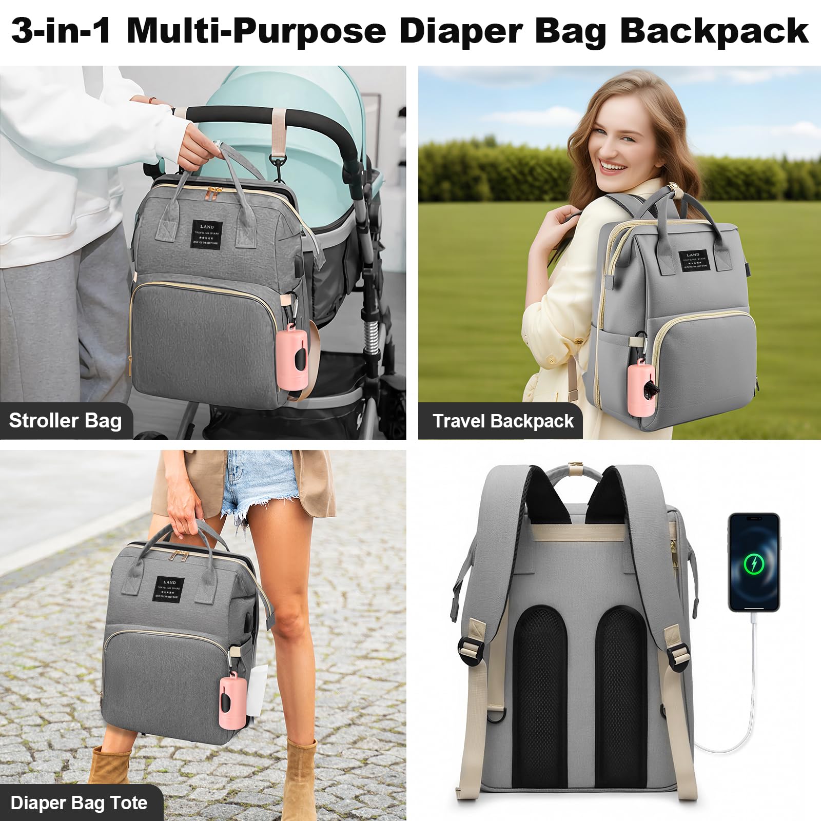 juman diaper bag backpack wet-dry-compartment keeps towels and clothes organized and dry