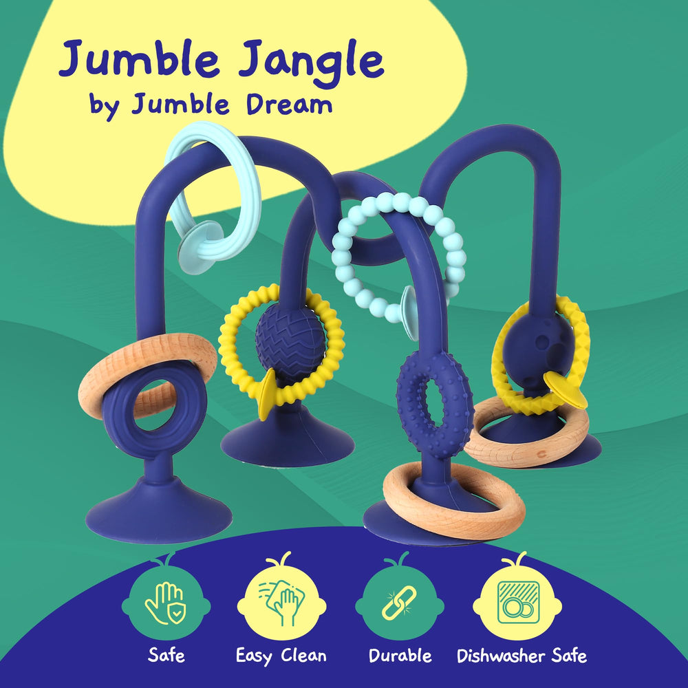 Jumble Dream Jumble Jangle bath-car-seat illustrates versatile play surfaces for bath or car trips