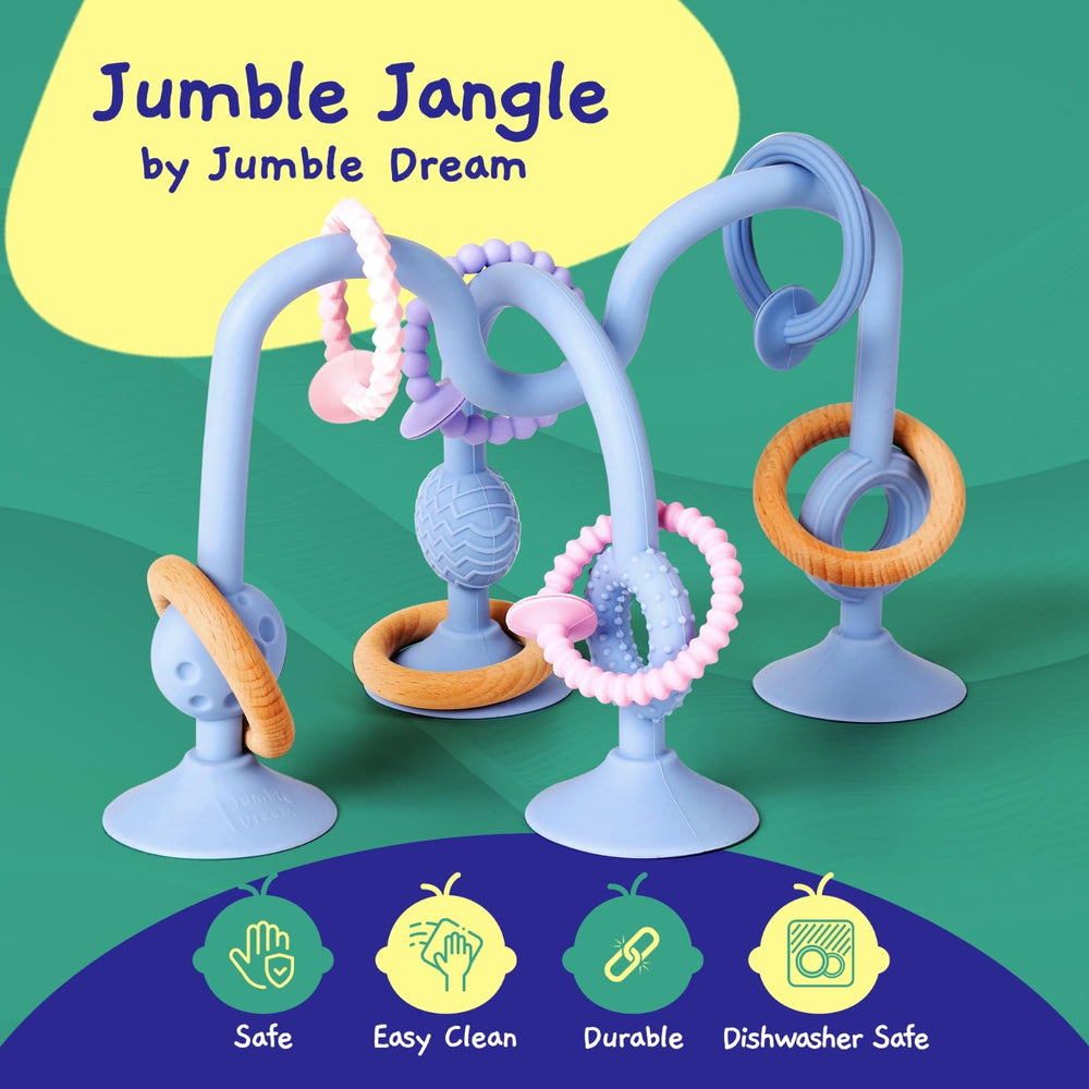 Jumble Jangle portable teether for travel and on-the-go sensory play.