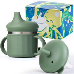 Jumble Dream Sage Breeze side view shows spill-free travel with the sippy cup