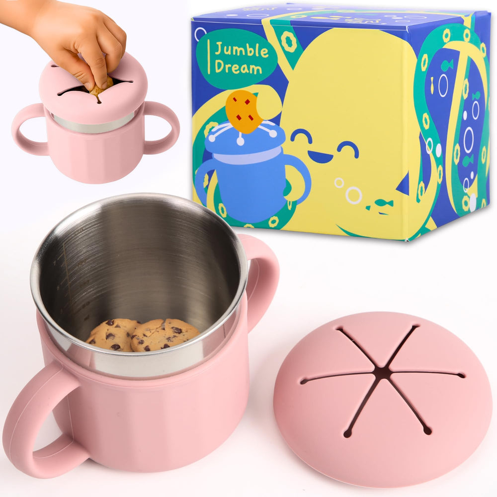 Jumble Dream snack cup body highlights durable stainless steel for everyday use