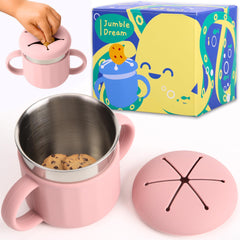 Jumble Dream snack cup body highlights durable stainless steel for everyday use