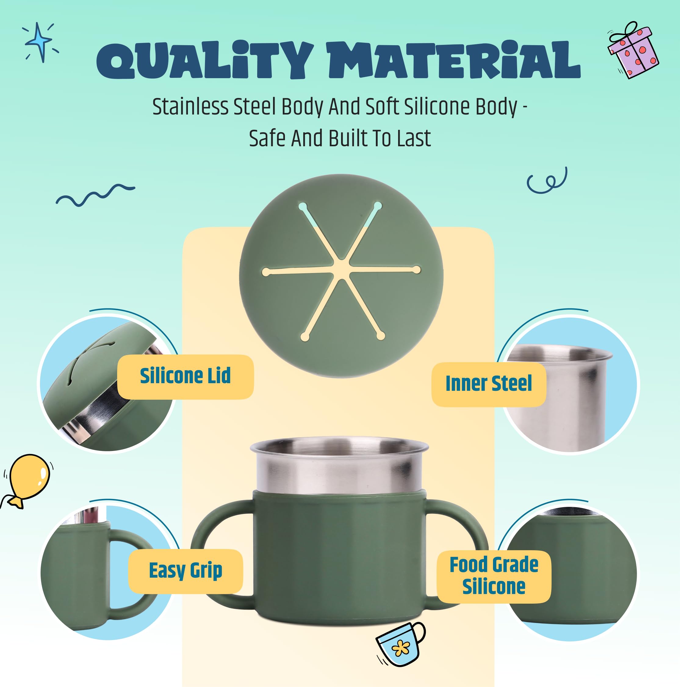 Jumble Dream snack cup cap-closed shows secure, user-friendly silicone lid.