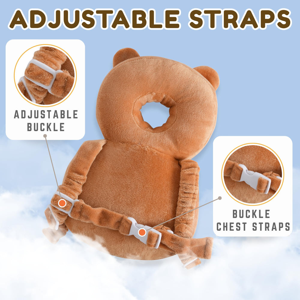 JumiLux head protector with adjustable strap ensures secure fit during movement.