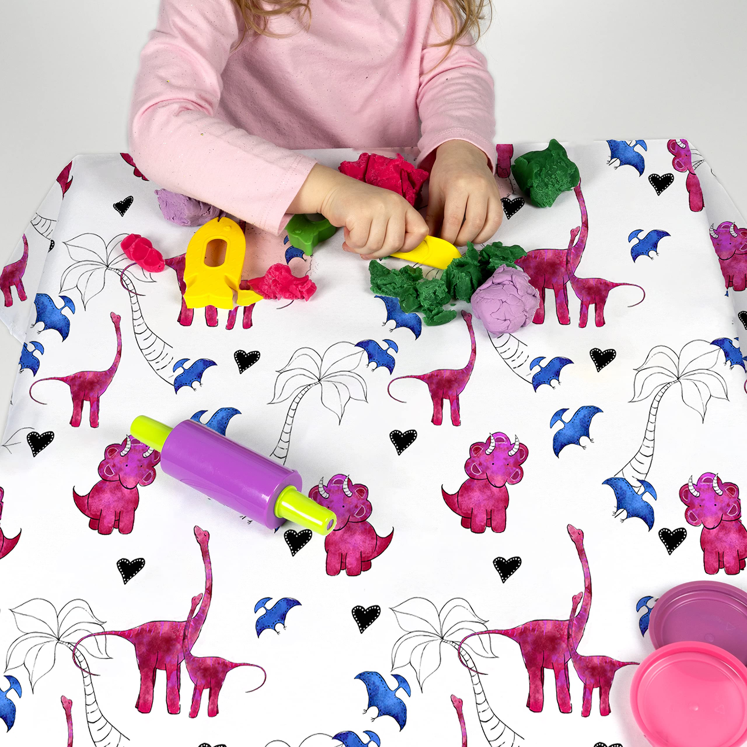 JumpOff Jo pink dinosaur splat mat machine washable BPA-free for simple cleaning.
