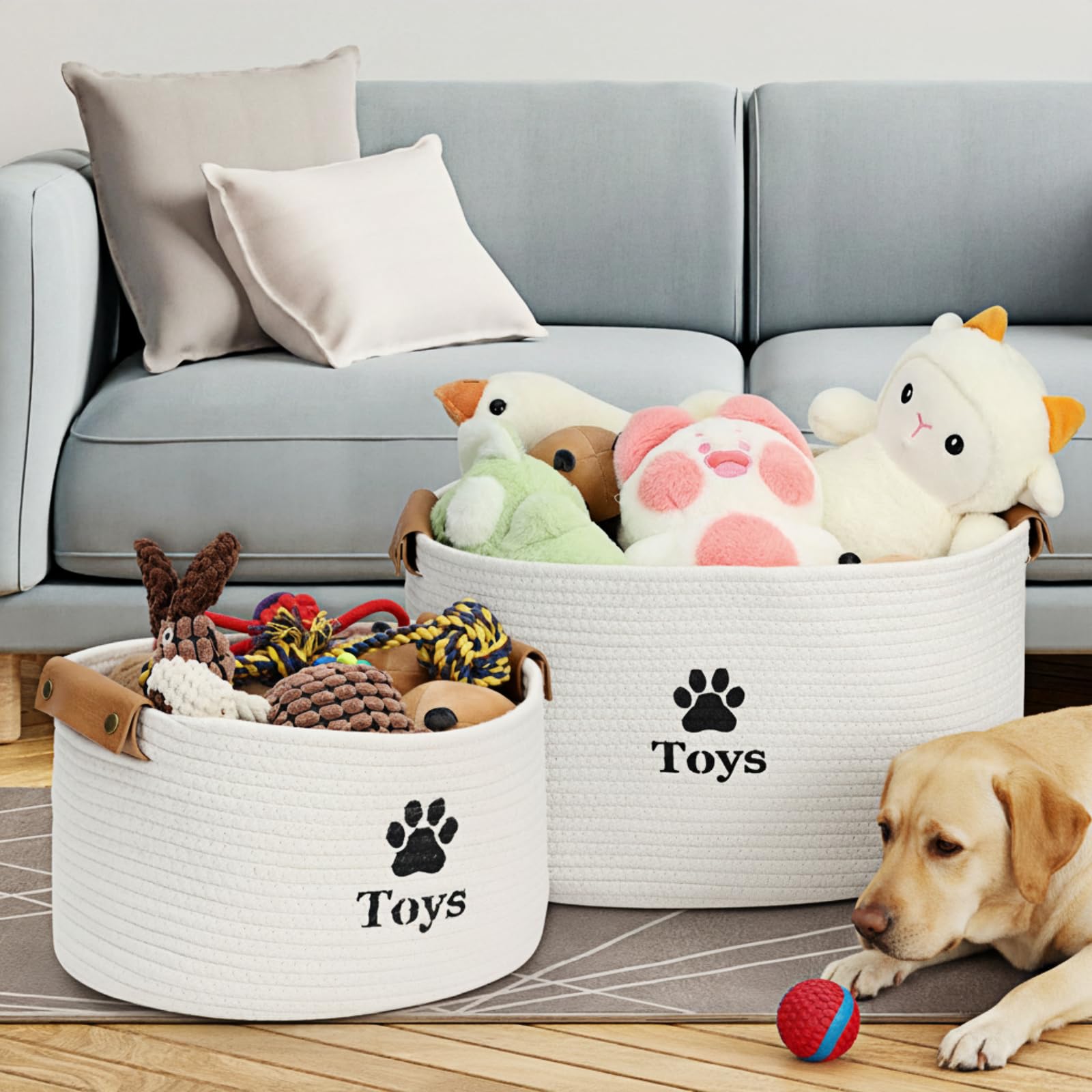 Jumpress dog toy basket close-up weave highlights durable cotton rope