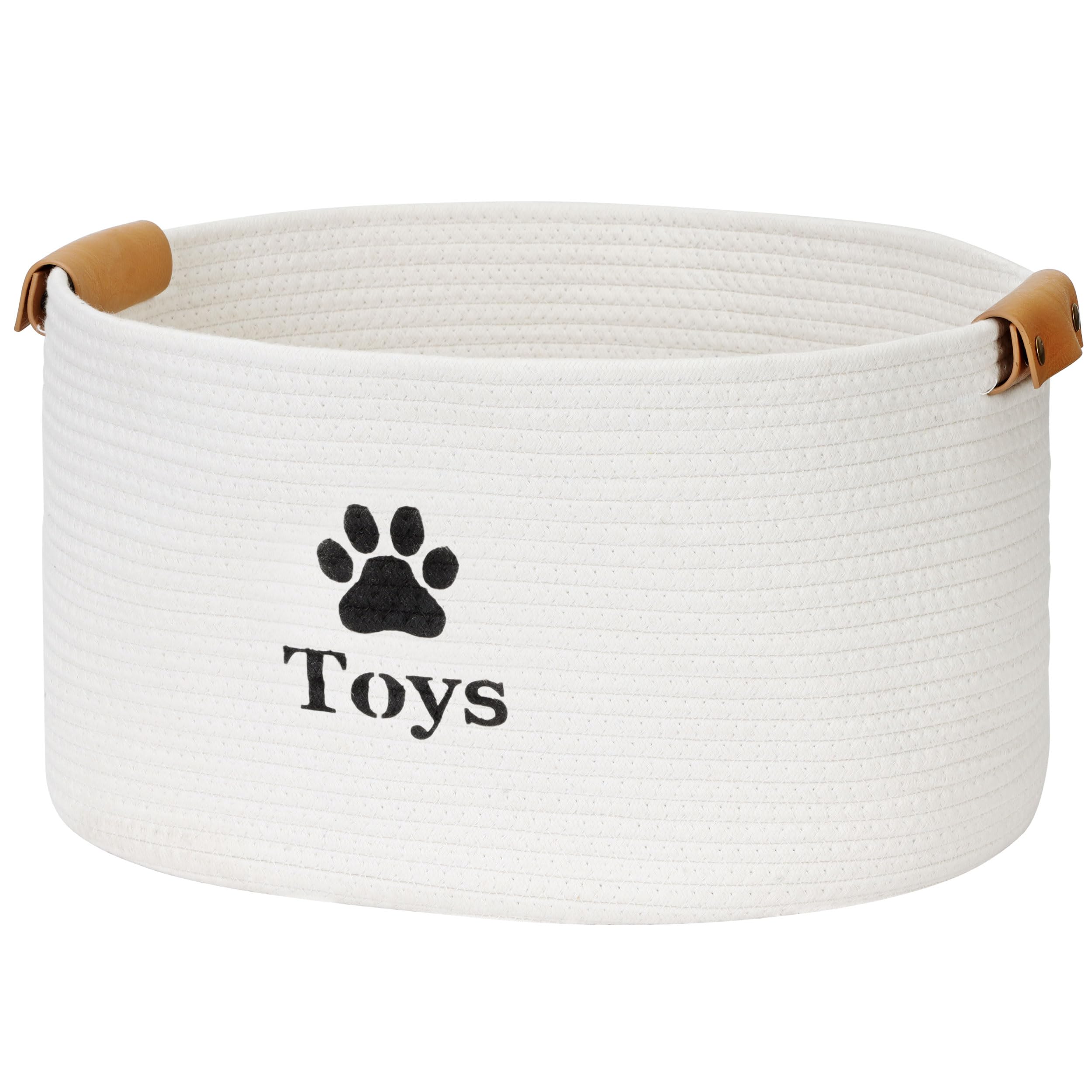 Jumpress dog toy basket front view showing spacious toy storage