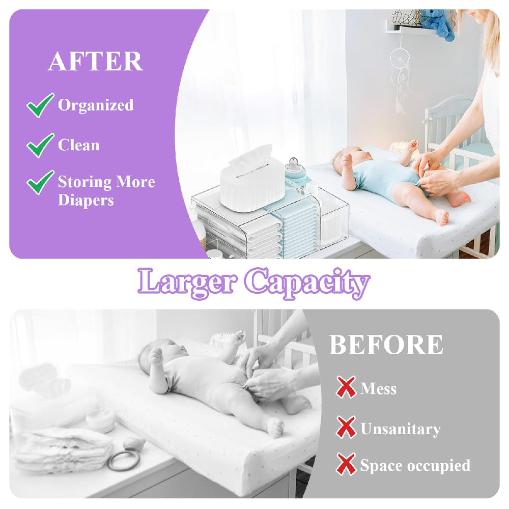 Jumyee Acrylic Diaper Caddy assembly-hardware image shows included screws for quick setup