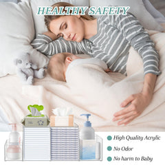 Jumyee Acrylic Diaper Caddy central compartment demonstrates spacious diaper capacity