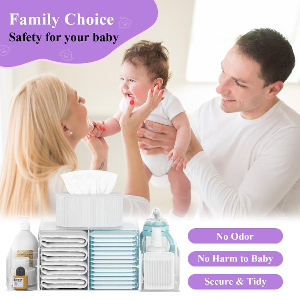 Jumyee Acrylic Diaper Caddy clear view enables fast diapering without searching