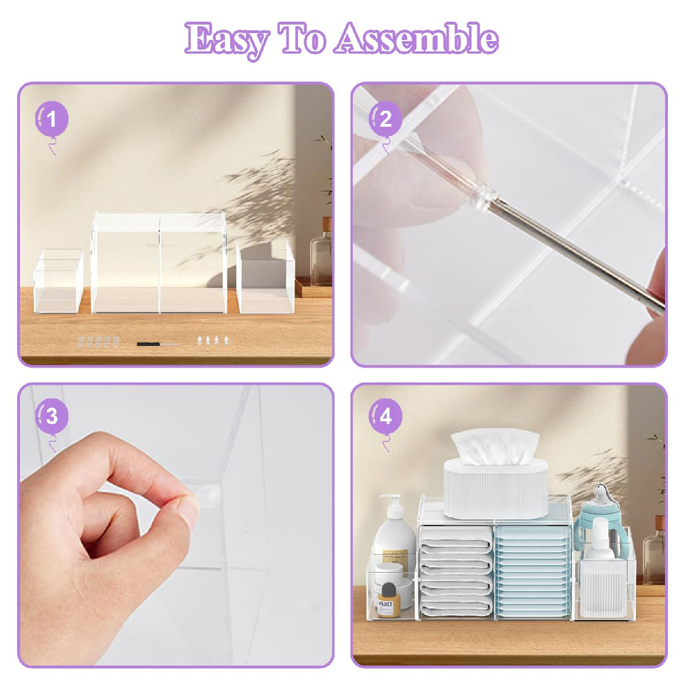 Jumyee Acrylic Diaper Caddy durable-material close-up emphasizes sturdy, easy-clean acrylic