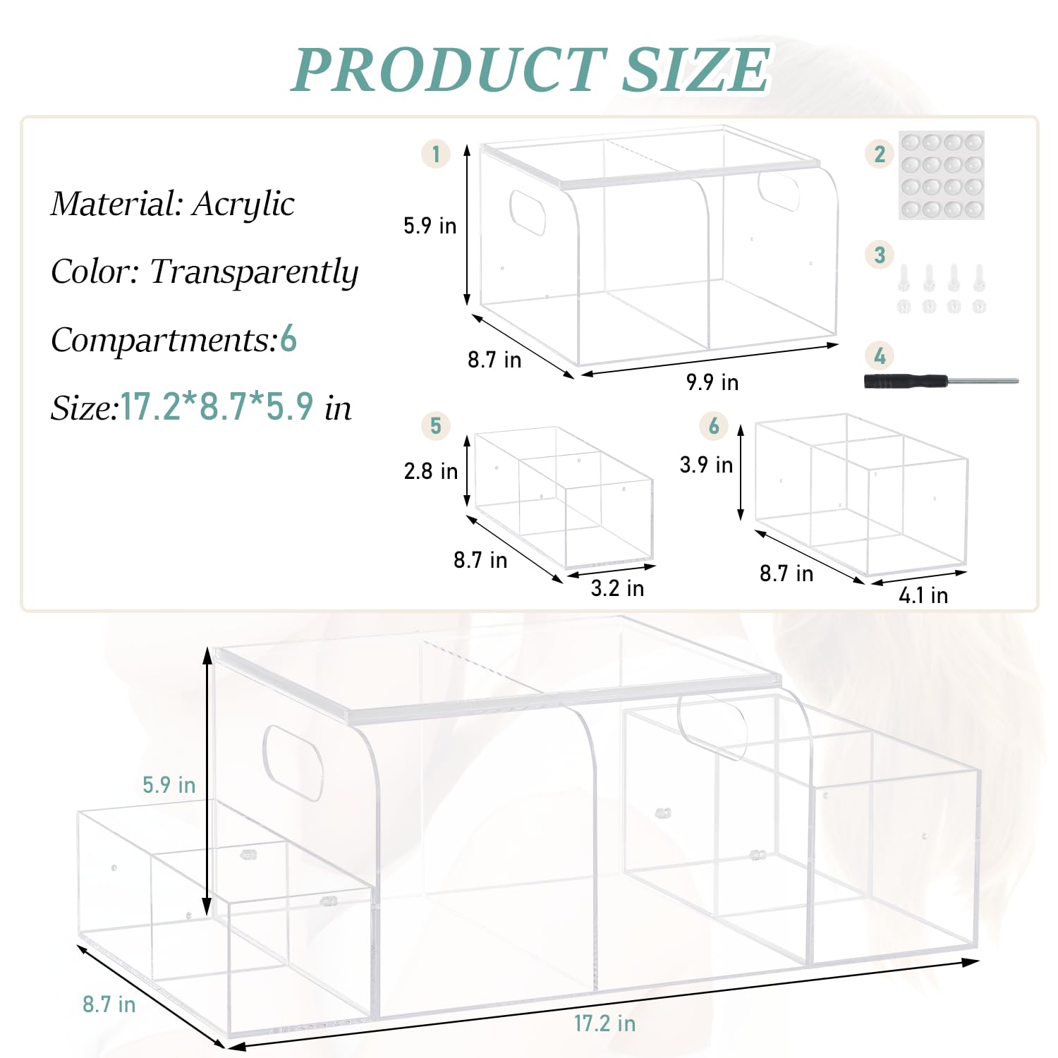 Jumyee Acrylic Diaper Caddy removable side pockets offer flexible storage options