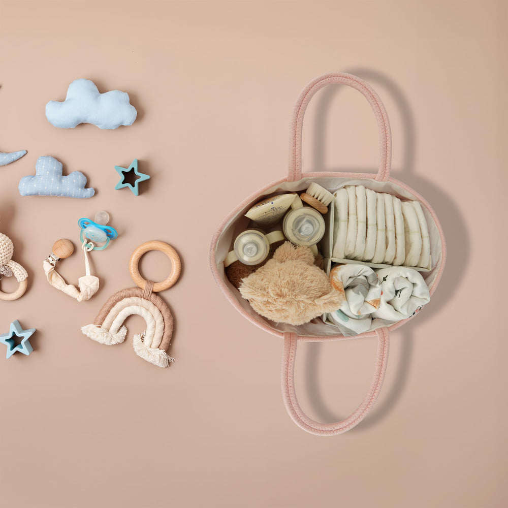 JUNBOLE nursery basket adds stylish organization to changing table and shelves