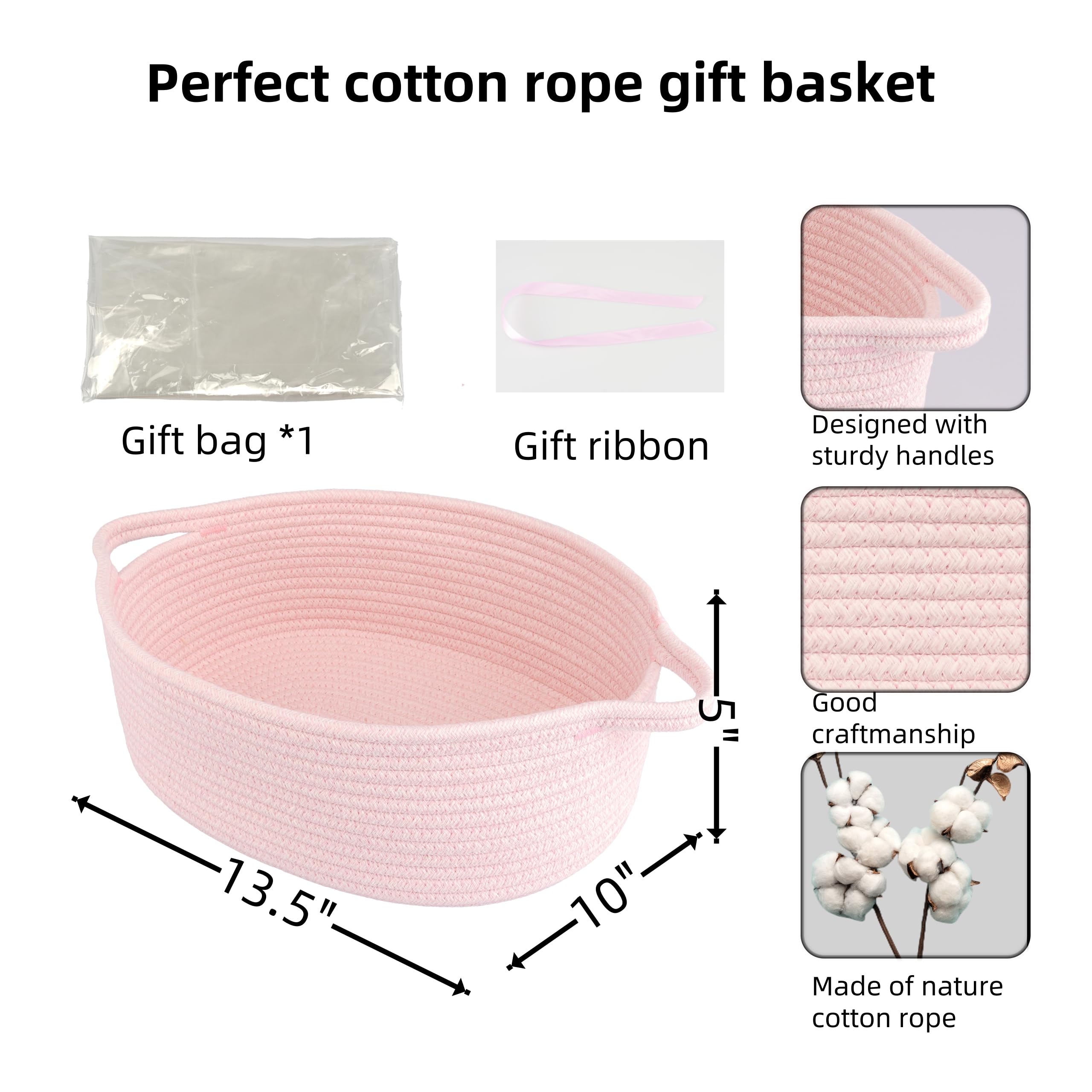 JUNBOLE gift basket collapsible with soft cotton rope, easy storage after events.