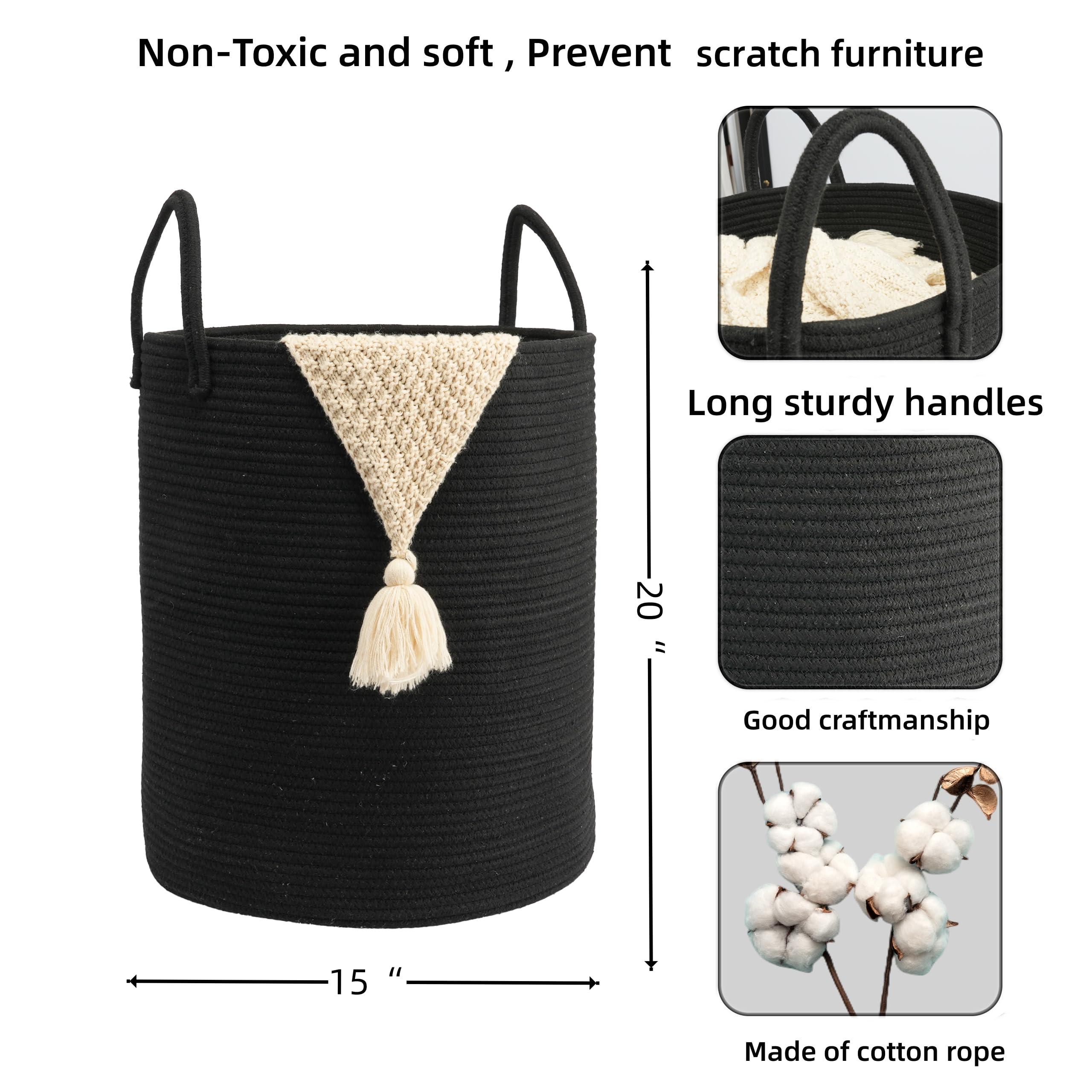 JUNBOLE laundry basket handles close-up shows easy-carry design for bedrooms