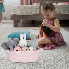 JUNBOLE soft cotton rope basket close-up shows durable stitching.