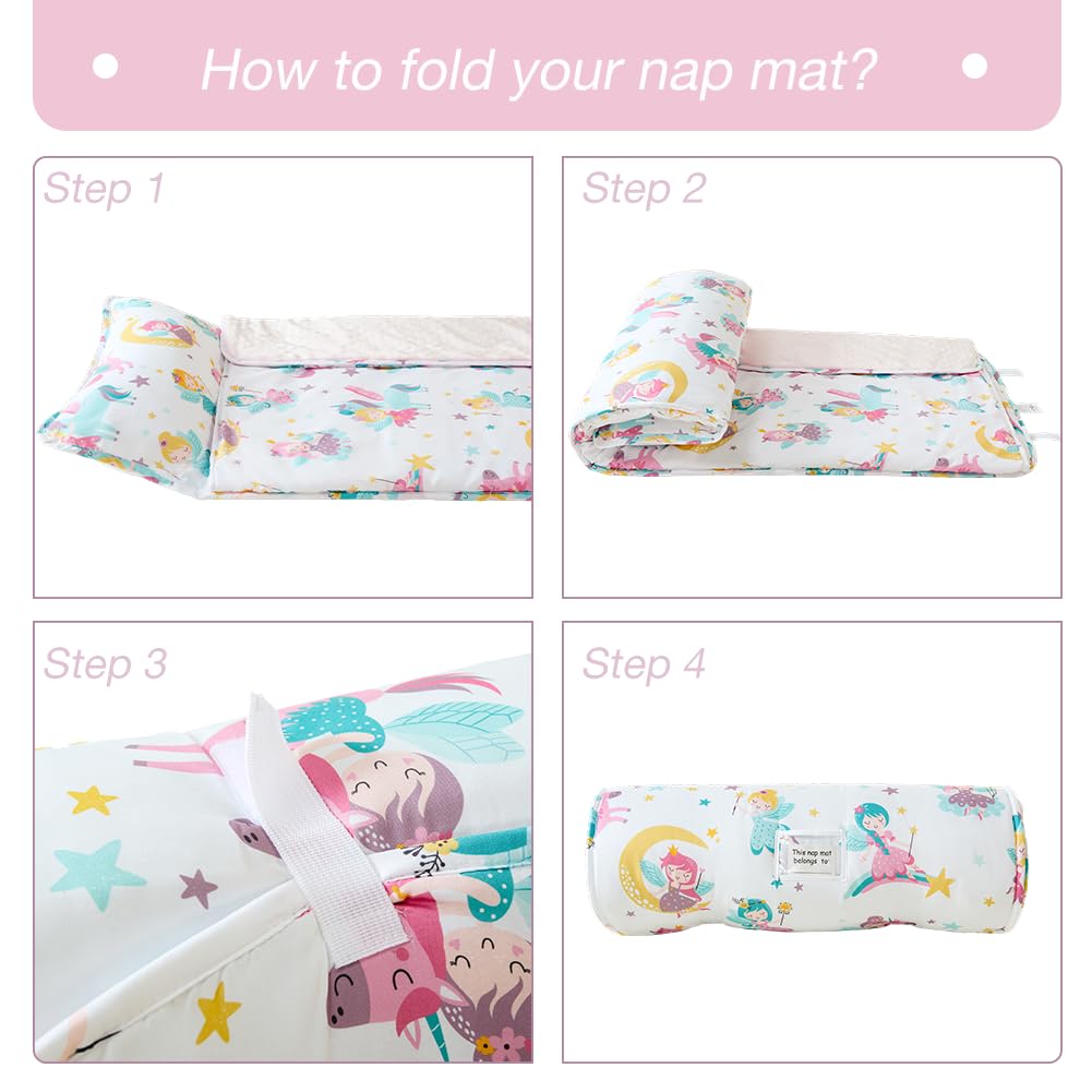 JUNCAI nap mat with name tag helps easy identification