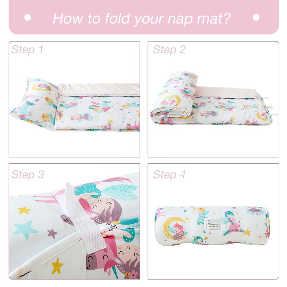 JUNCAI nap mat with name tag helps easy identification