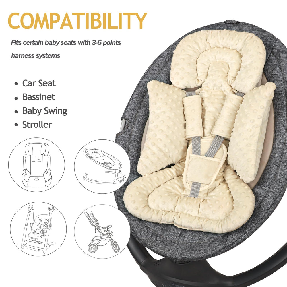Jundetye 3-5 point harness compatibility for secure seat fit.