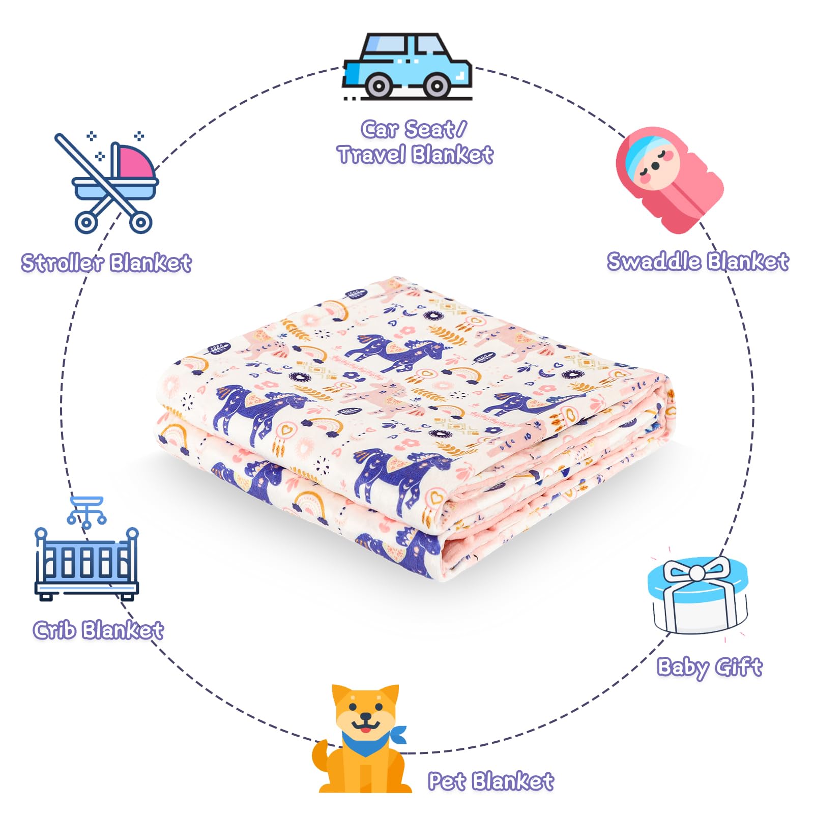 Jundetye baby blanket crib-nursery-use versatile for infants to toddlers