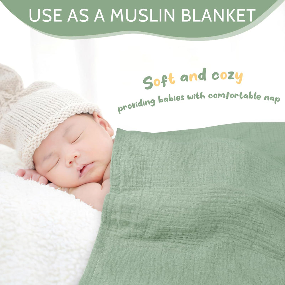 Jundetye baby blanket green – soft muslin texture ideal for cozy naps