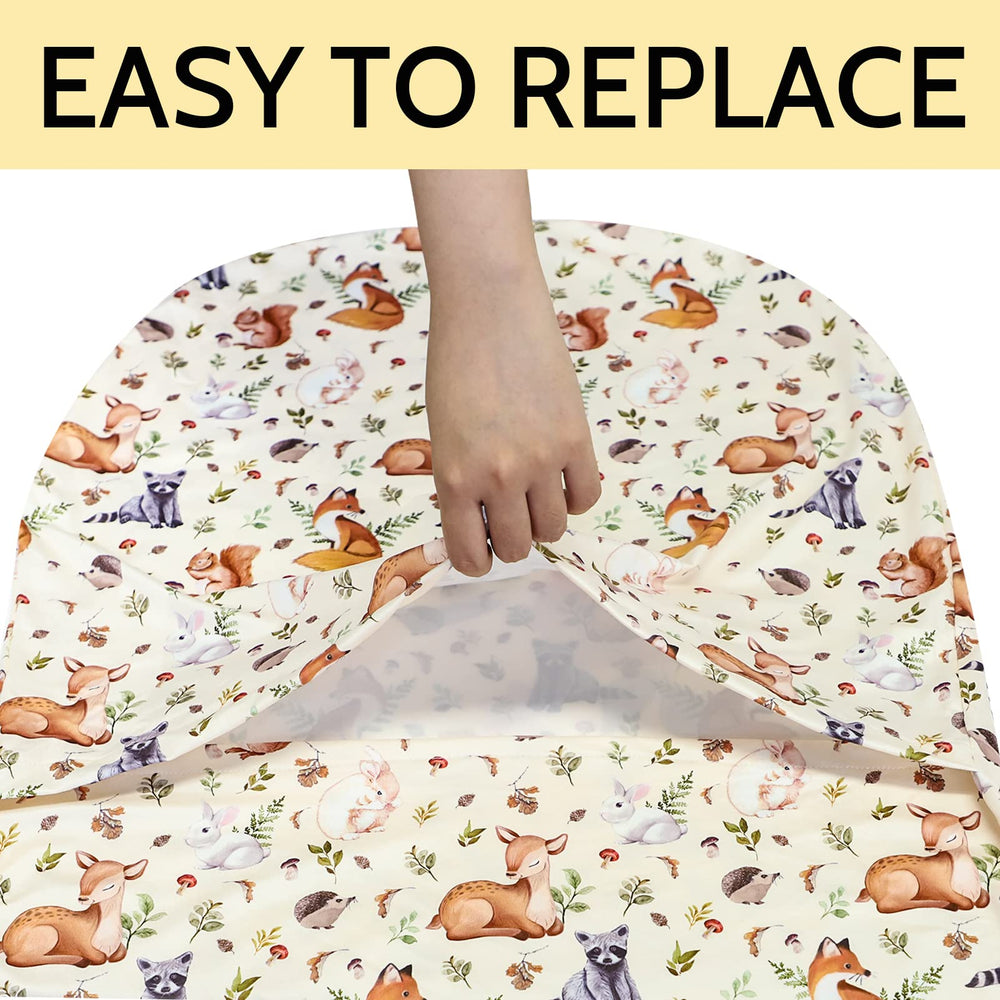 Jundetye universal-fit cover fits most lounger pillows for easy setup.