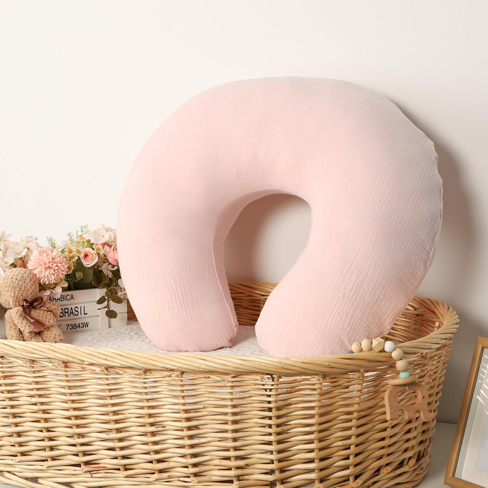 Jundetye baby nursing pillow cover pink on nursery decor complements the baby room