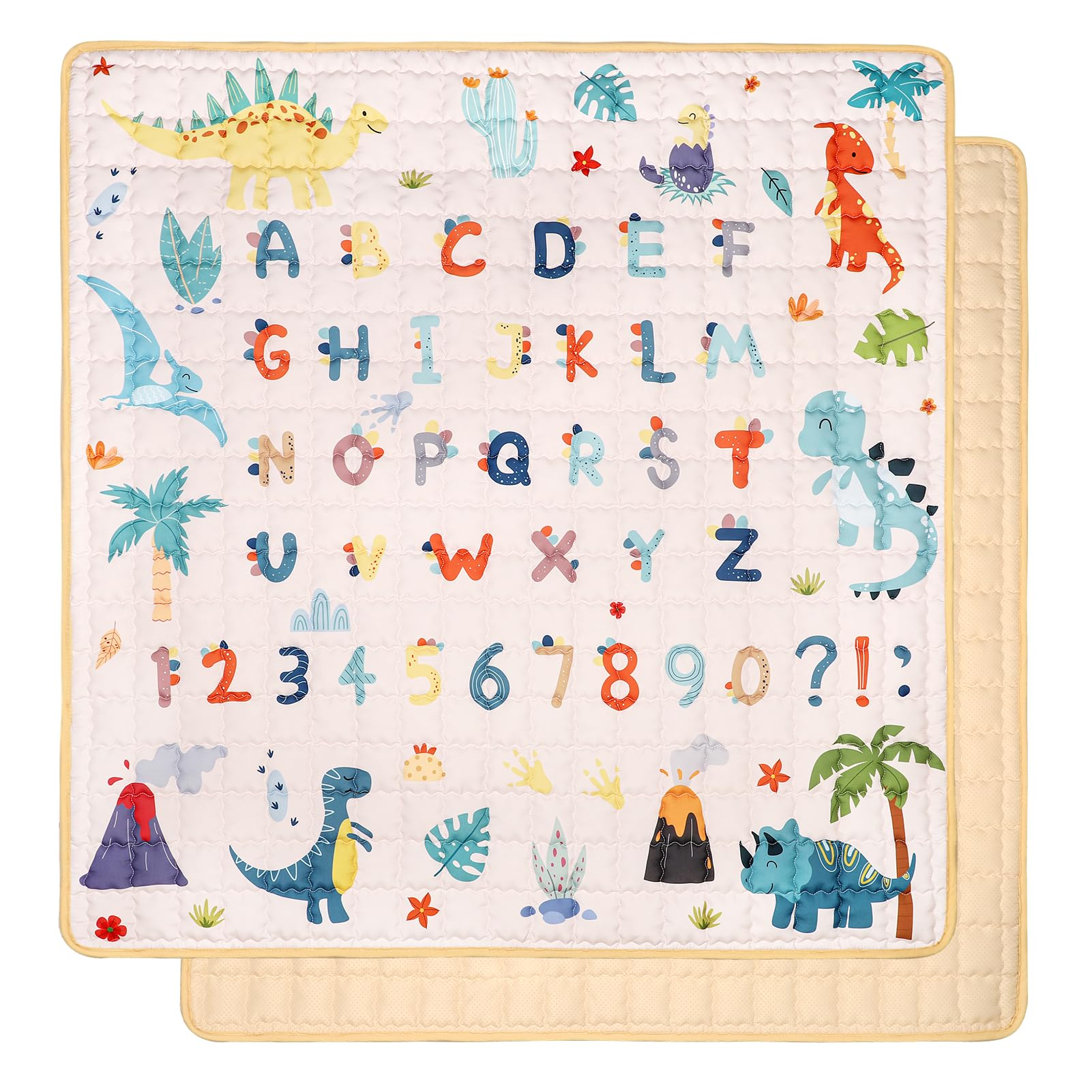 Jundetye baby play mat shows 50x50 inch area for spacious tummy time and play