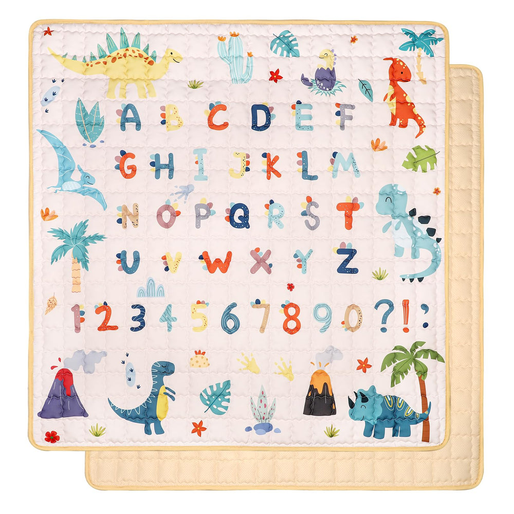 Jundetye baby play mat shows 50x50 inch area for spacious tummy time and play