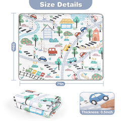 Jundetye play mat with colorful cars and roads promotes imaginative play.