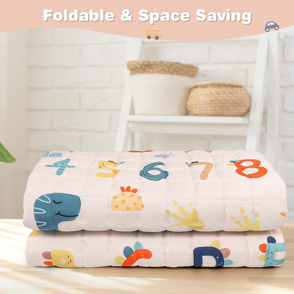 Jundetye mat ideal for tummy time and crawling practice on a soft surface.