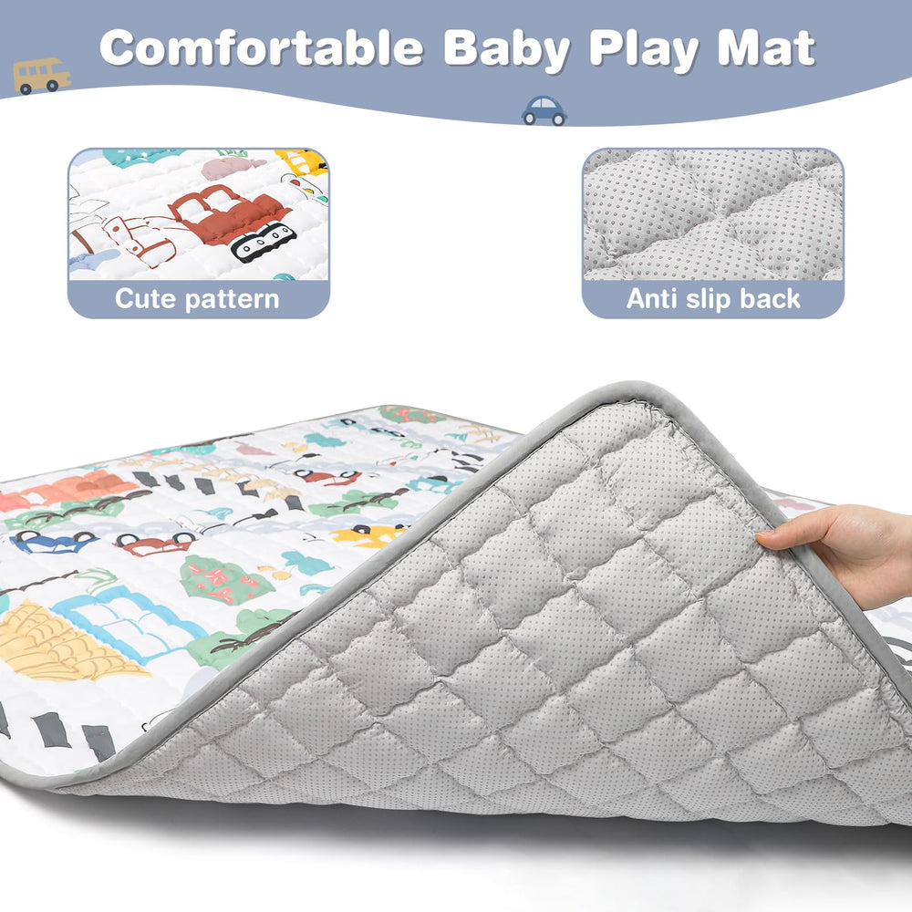 Jundetye play mat non-slip backing helps keep your little one steady during crawling.