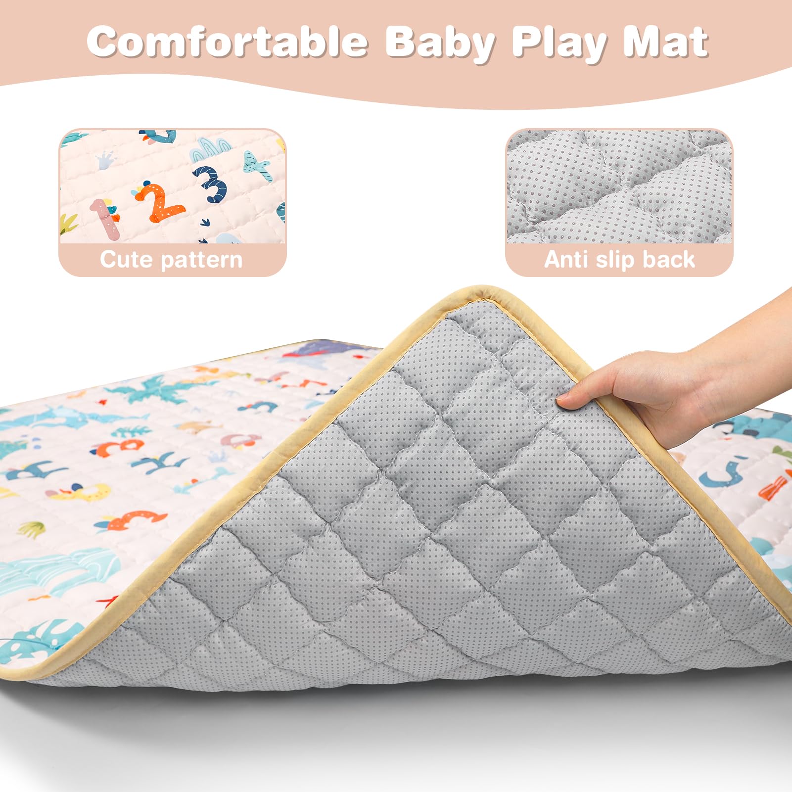 Jundetye baby play mat laid flat for spacious tummy time and safe play.