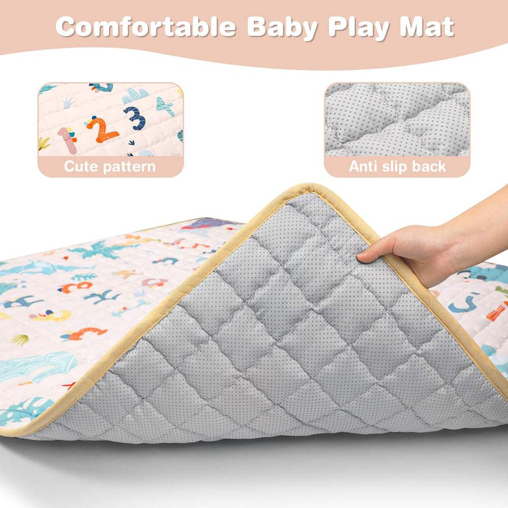 Jundetye baby play mat laid flat for spacious tummy time and safe play.