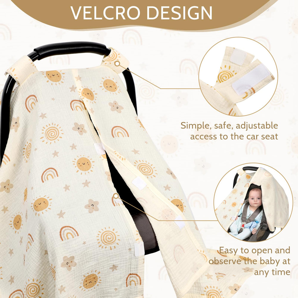 Jundetye car seat canopy 360-protection shields baby from wind and sun.