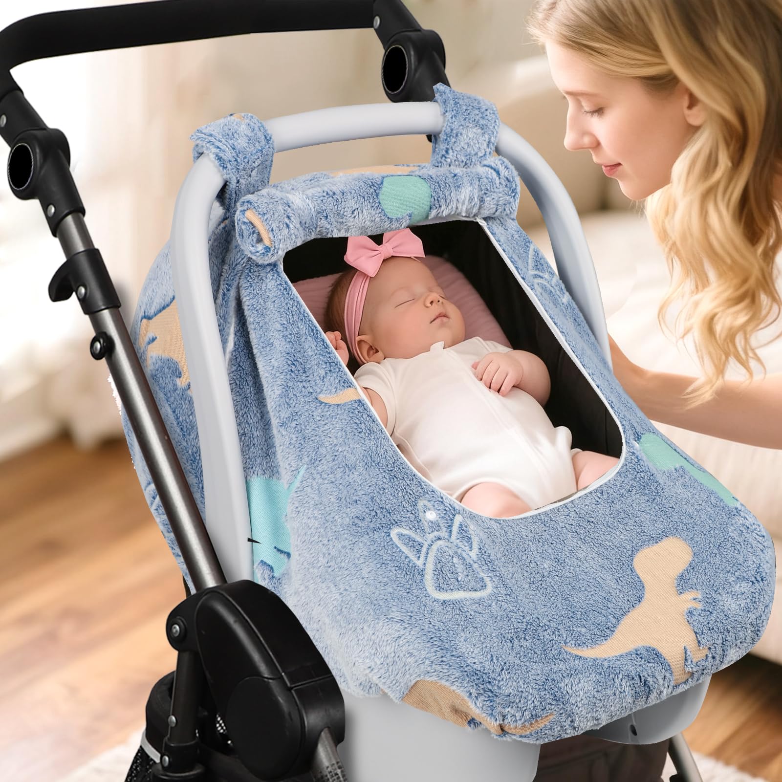 Jundetye blue gift-ready car seat cover for winter parents