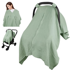 Jundetye car seat cover green – overall view shows breathable muslin fabric for summer comfort